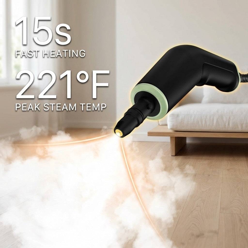 WellMall steam cleaner heats to 221F in 15 seconds