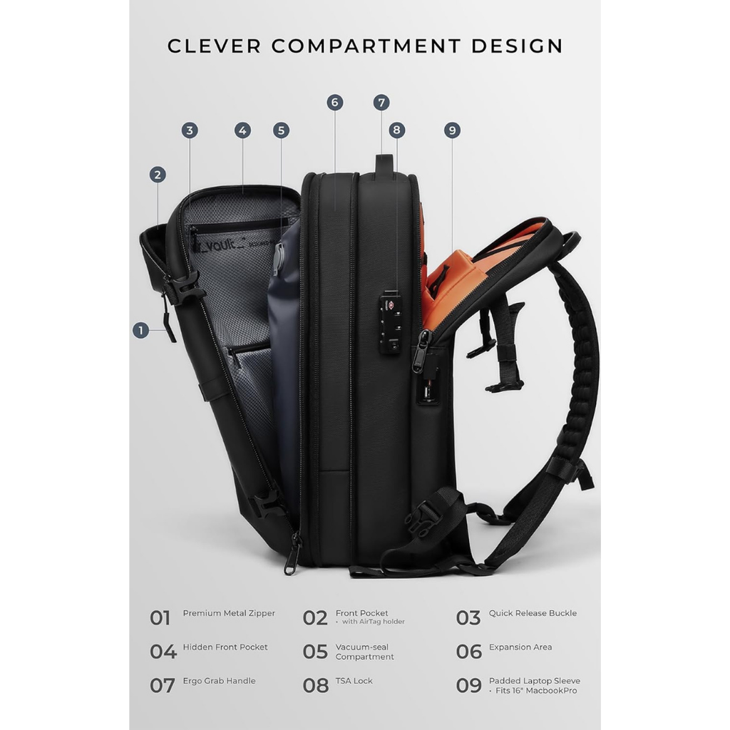 60L Vacuum Backpack for Travel