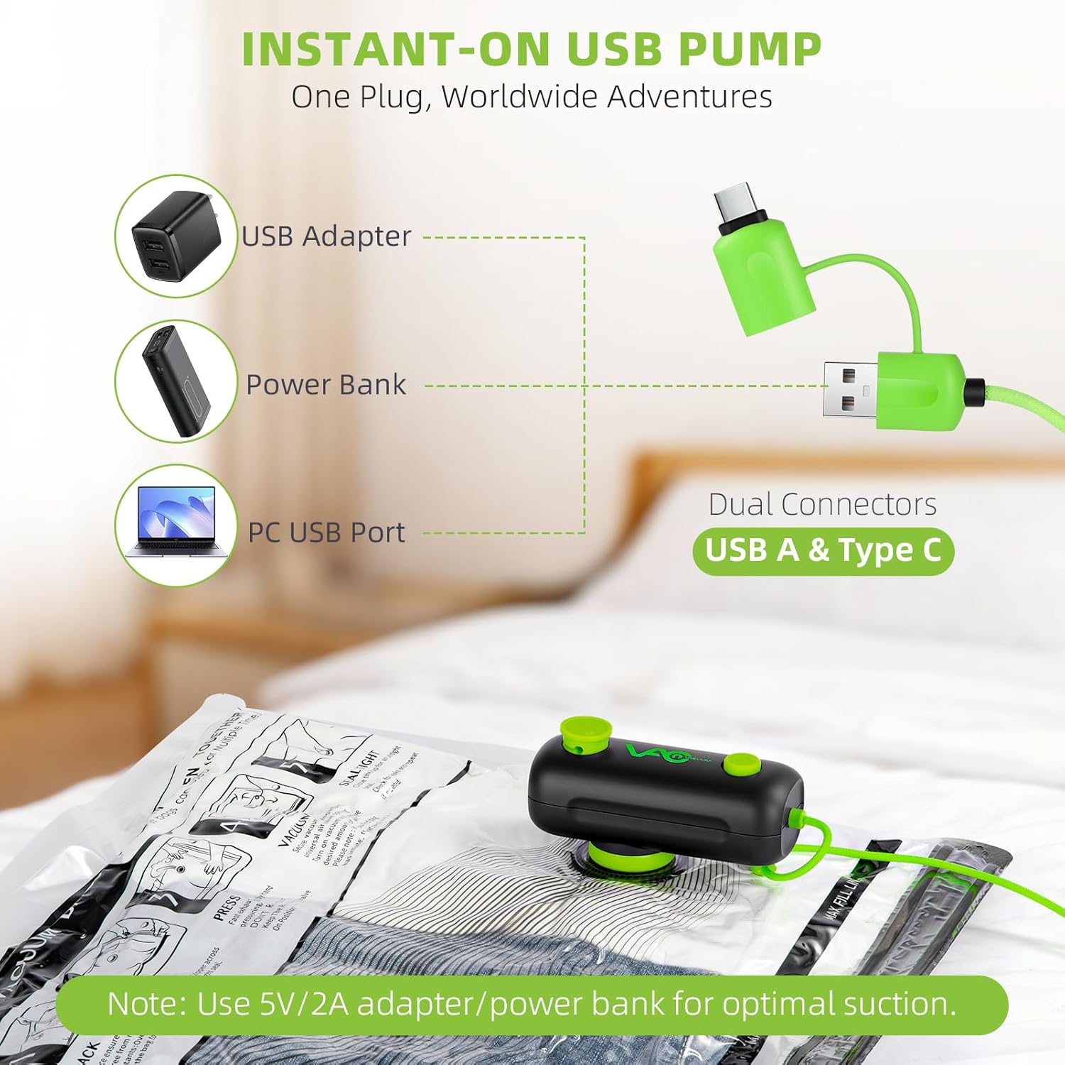 Vacuum Bags for Travel - USB Electric Pump