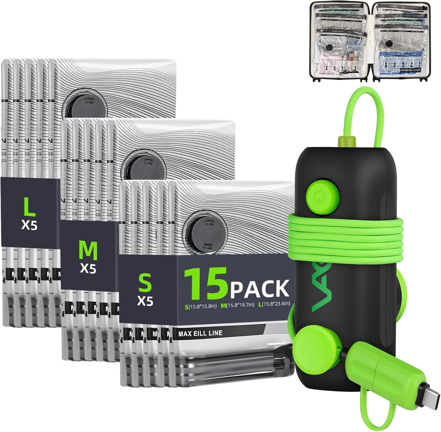 Vacuum Bags for Travel - USB Electric Pump