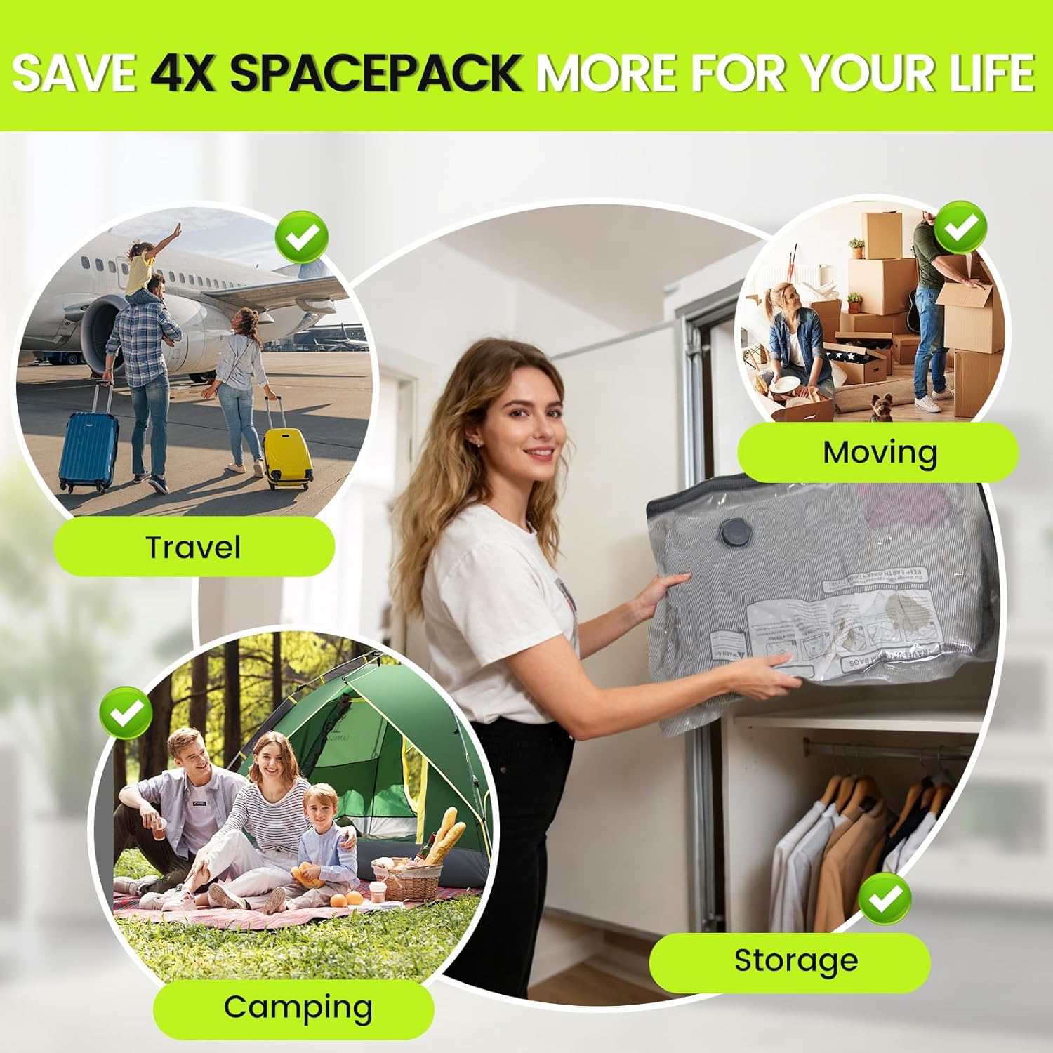 17 Pack Travel Vacuum Bags with USB Pump-Portable