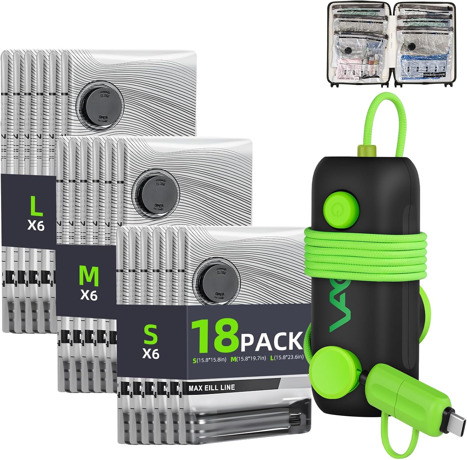 Vacuum Bags for Travel - USB Electric Pump