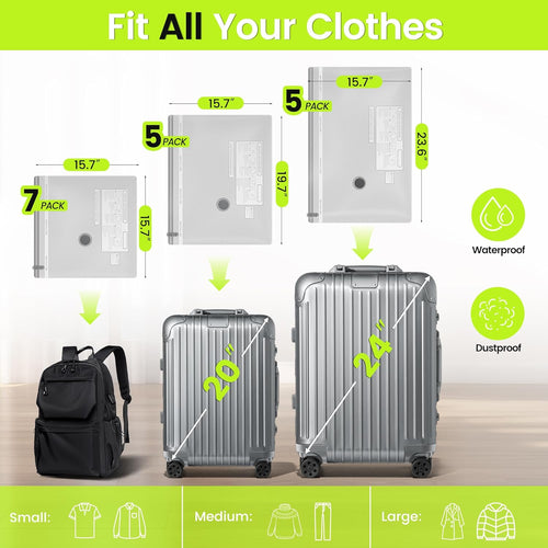 17 Pack Travel Vacuum Bags with USB Pump-Portable