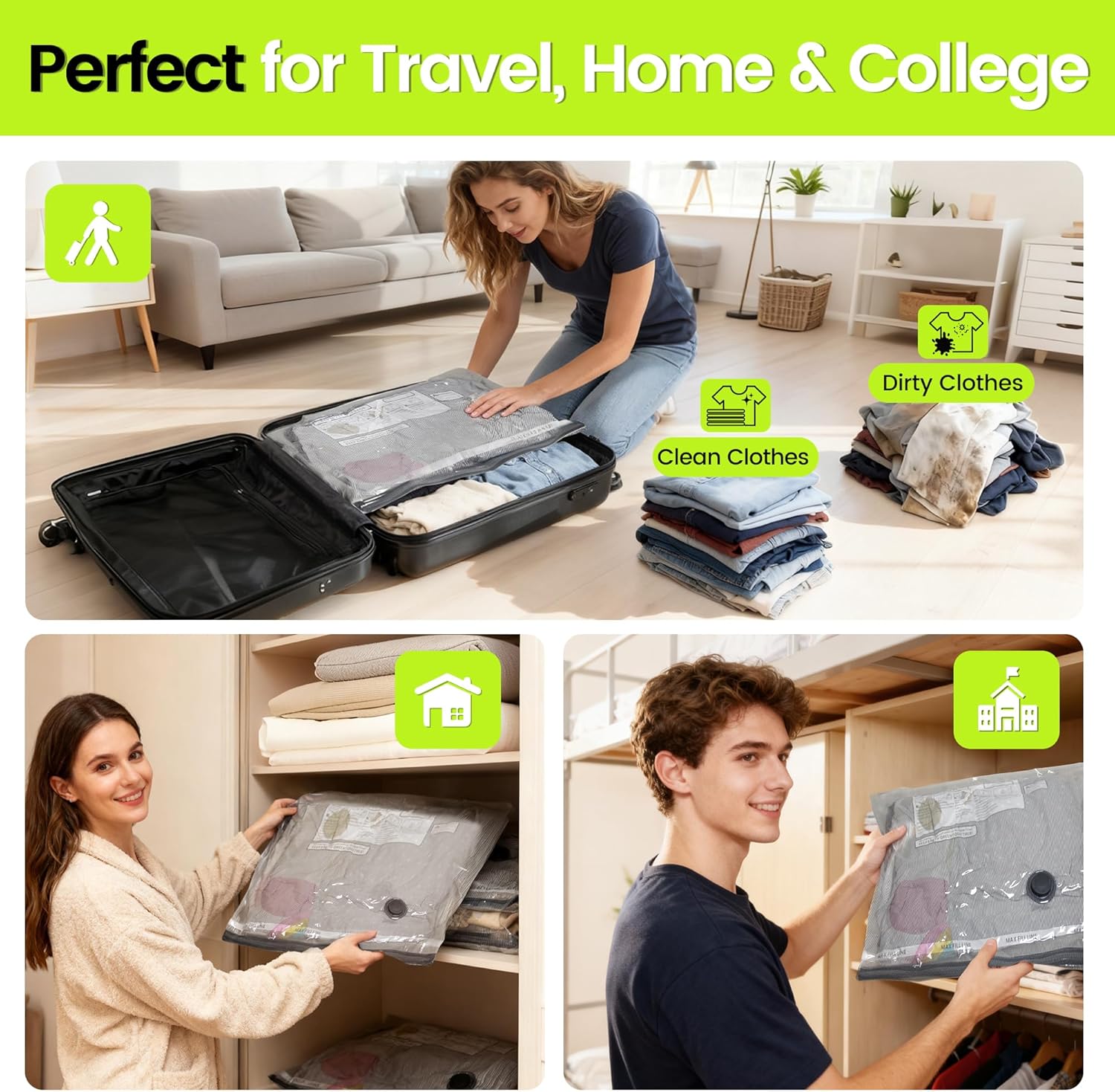 17 Pack Travel Vacuum Bags with USB Pump-Portable