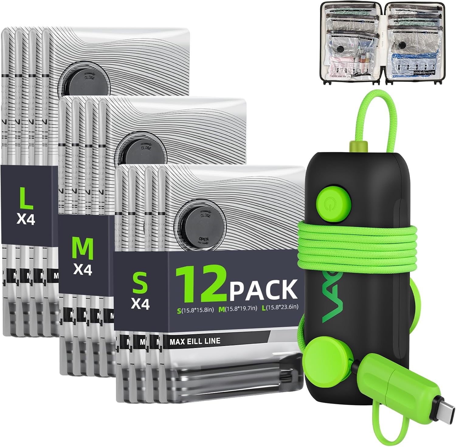 Vacuum Bags for Travel - USB Electric Pump