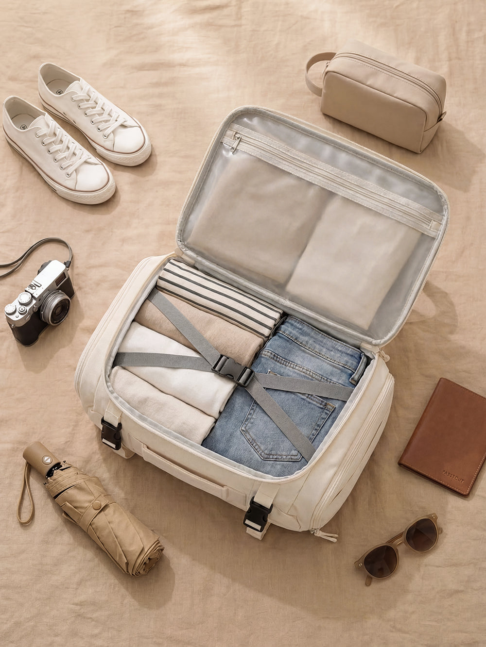 `Expandable Travel Backpack 38L — Laptop, Anti-Theft Carry-On