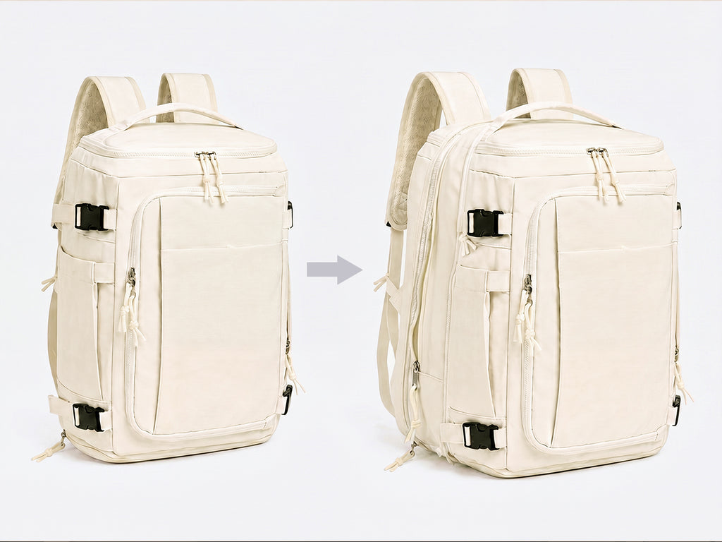 `Expandable Travel Backpack 38L — Laptop, Anti-Theft Carry-On