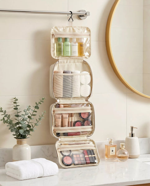 Travel Vanity Organizer — 4-Layer Hanging Toiletry & Makeup Bag – Wellmall
