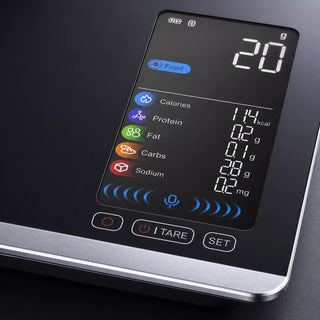 Scale product detail showing glass panel and touch buttons
