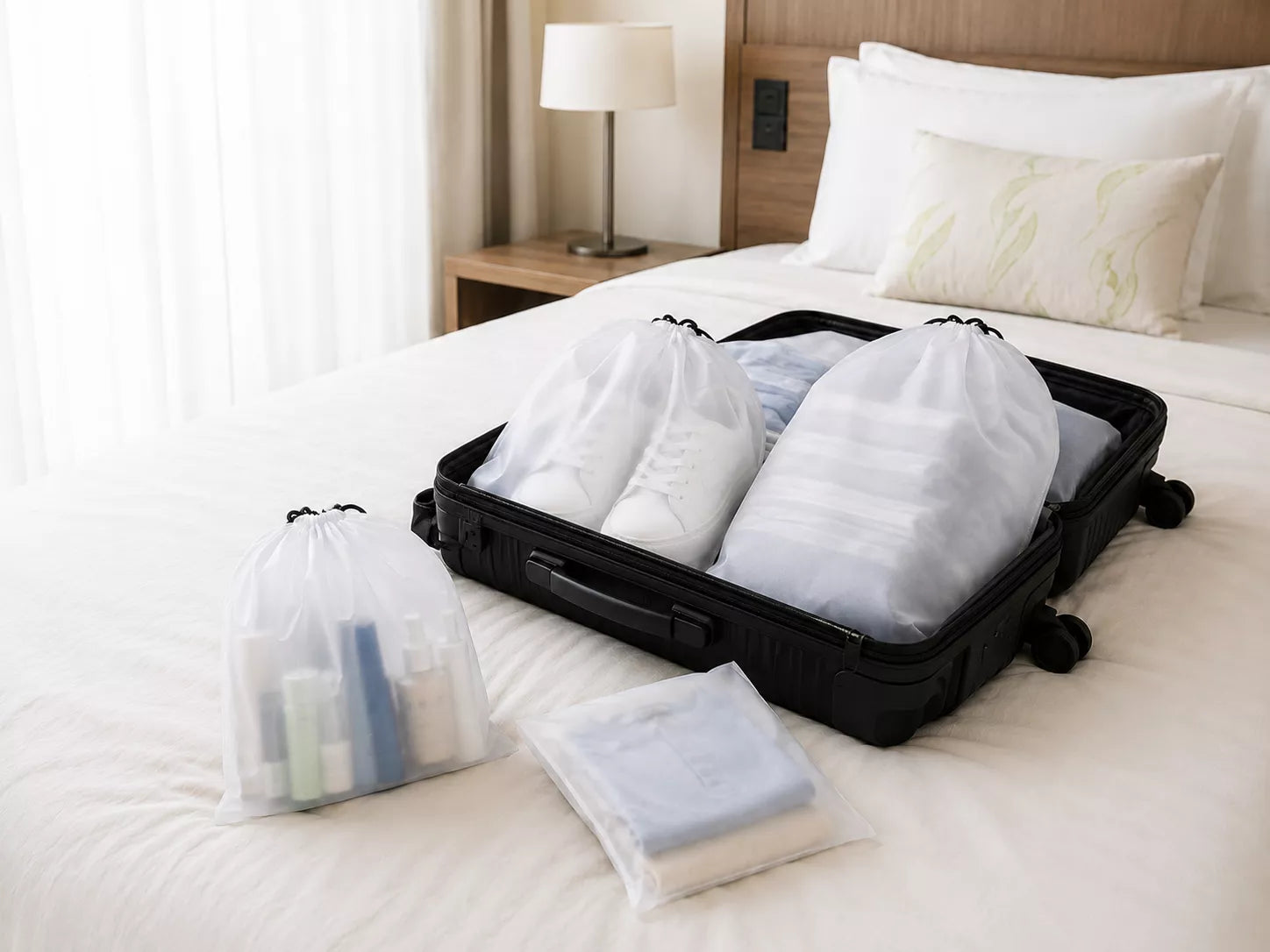 Travel Shoe Bags — Waterproof EVA Frosted Drawstring