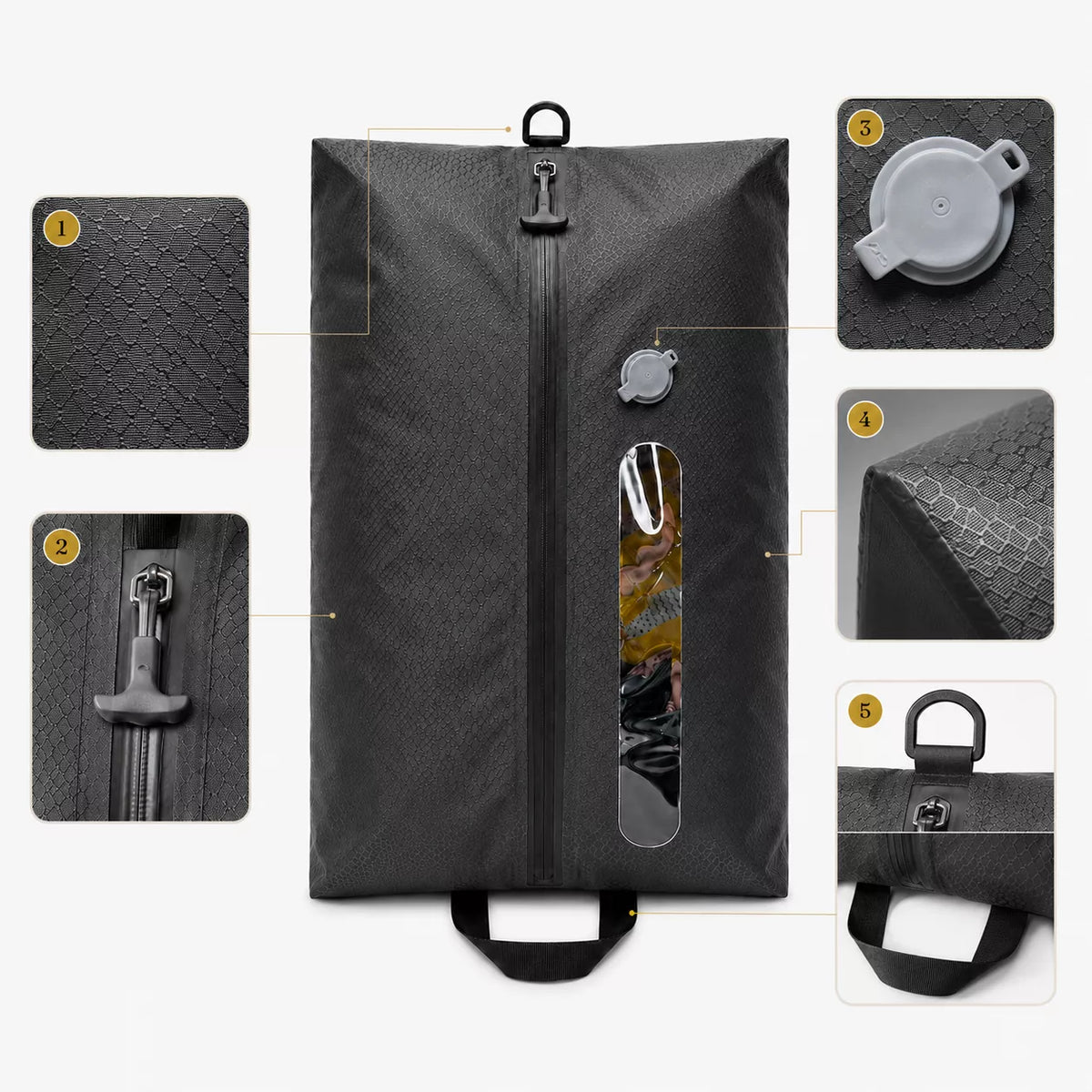 WellMall vacuum bag with 5 numbered callouts